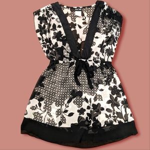 Black and white sheer detailed top